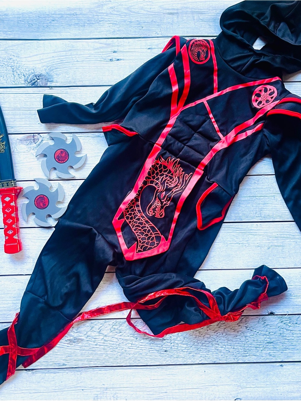 Boys’ Black and Red Dragon Ninja Halloween Costume